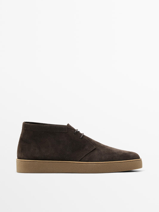 Bottines souples croûte de cuir