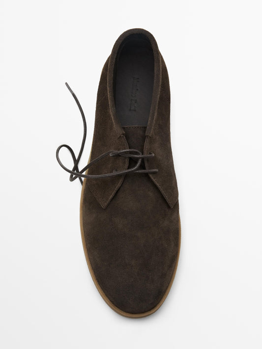 Bottines souples croûte de cuir
